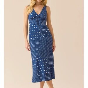 Altar'd State Navy Polka Dot Maxi Dress